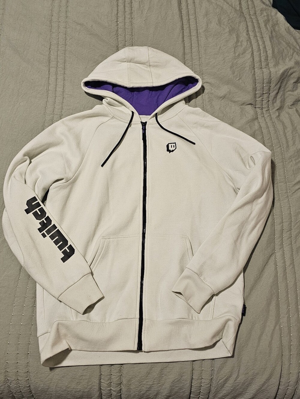 Twitch White & Purple Zip Up Hoodie